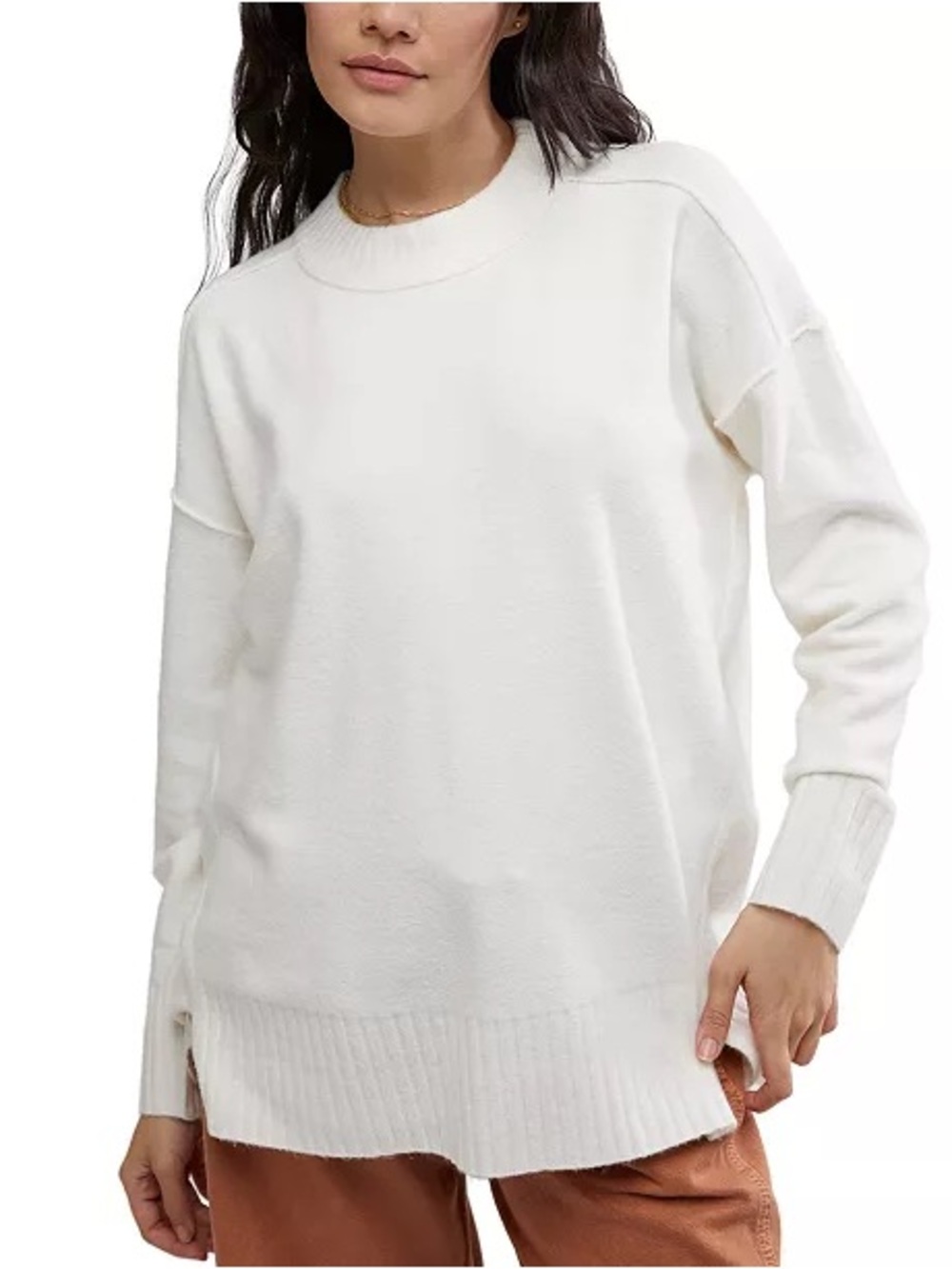 Free People Women’s Pullover Sweater in Stark White Size Medium NWT